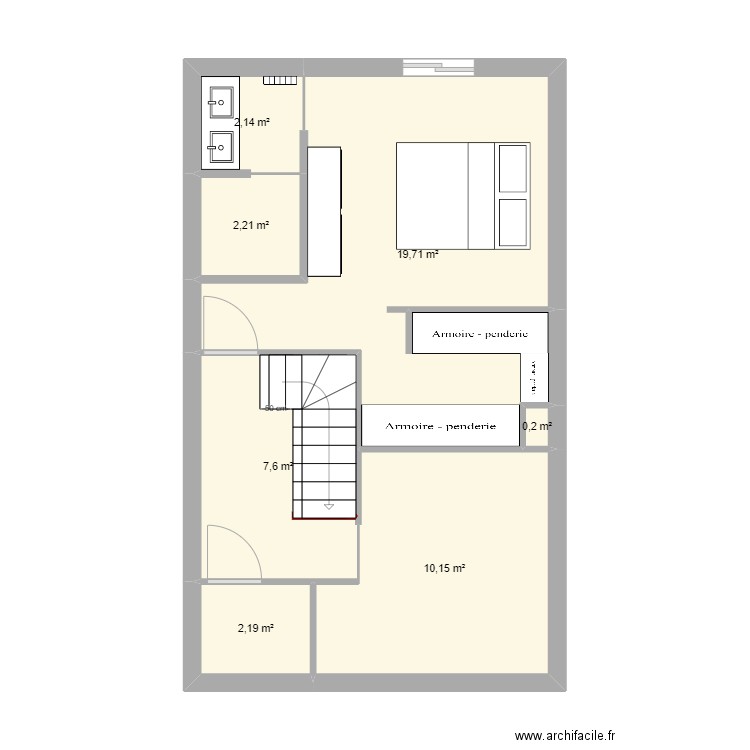 jooo. Plan de 7 pièces et 44 m2