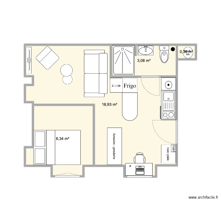 AL DARBEFEUILLE V4. Plan de 4 pièces et 29 m2