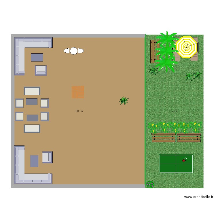 Rooftop. Plan de 1 pièce et 122 m2