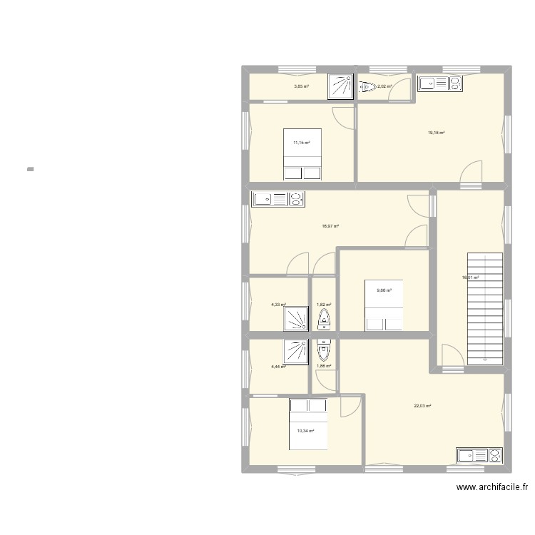 Moulin Blendecque. Plan de 13 pièces et 124 m2