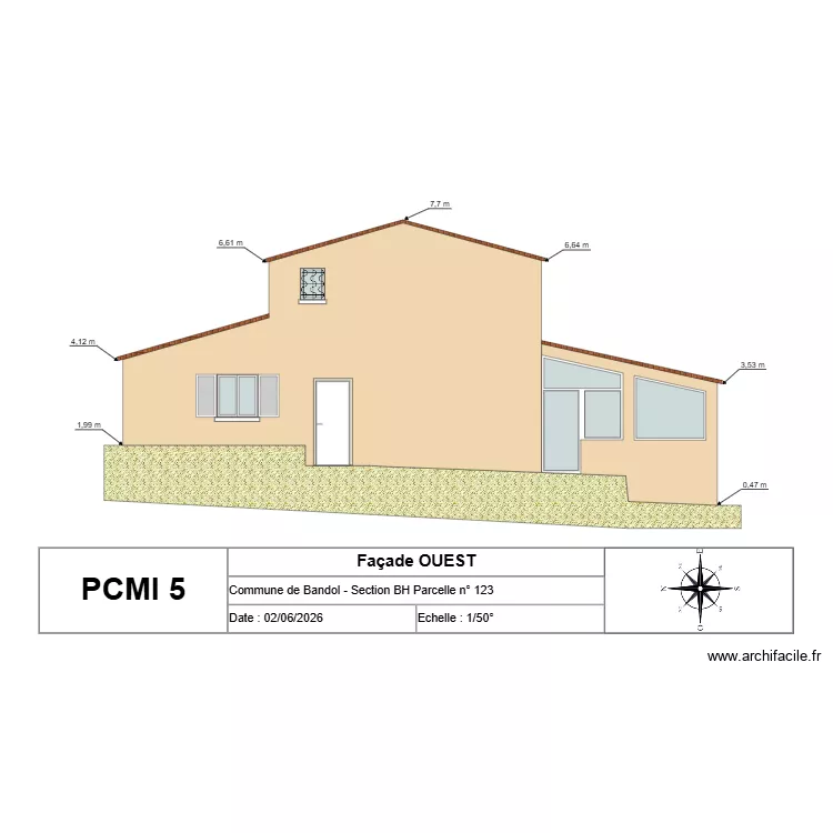 Chagall fa&ccedil;ade OUEST. Plan de 
