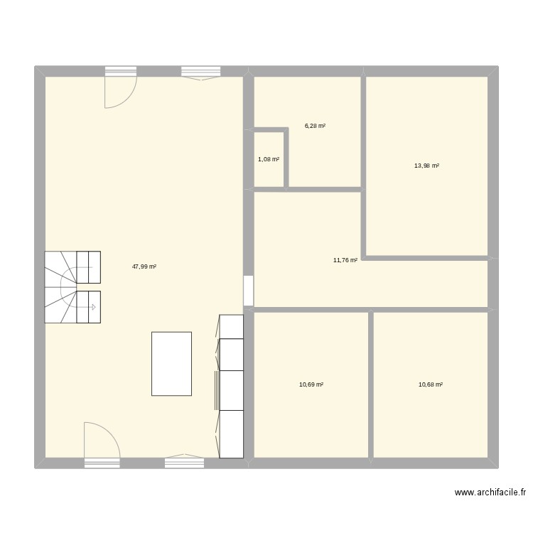 ETAGE 1. Plan de 7 pièces et 102 m2