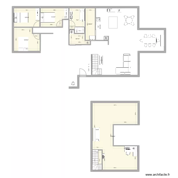 Maison 4. Plan de 7  et 93 m²