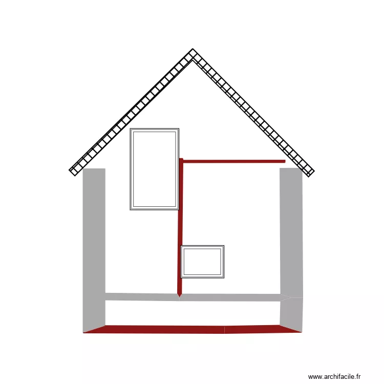 coupe écurie 2 avec translation porte entrée. Plan de coupe écurie 2 avec translation porte entrée. Plan de