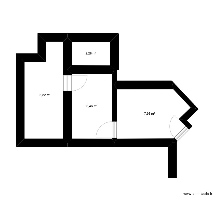 Cave emi. Plan de 4 pièces et 25 m2