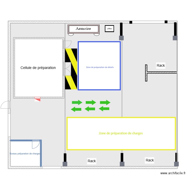 Zone de reception. Plan de 4 pièces et 310 m2