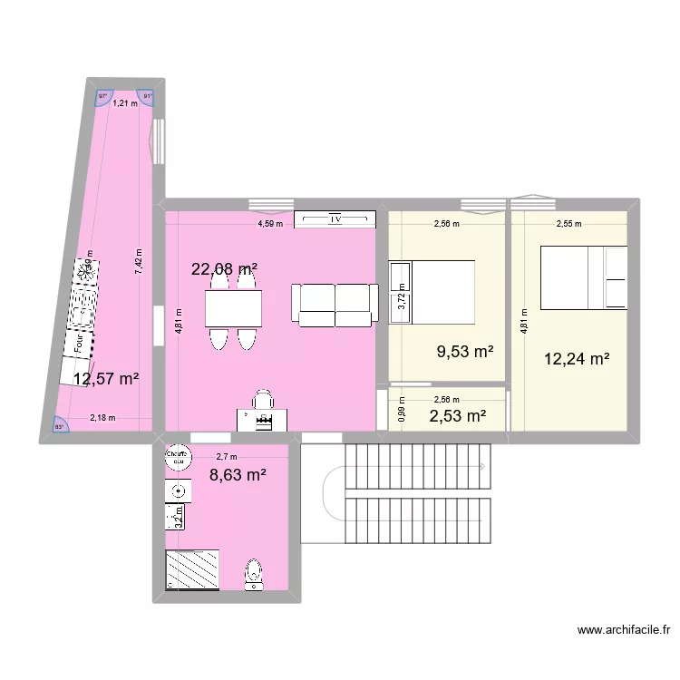 MENARD 0,5 NEUF. Plan de 6  et 68 m²
