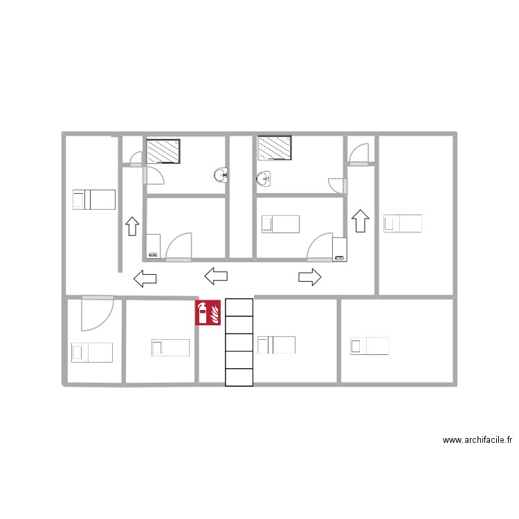 plan evacuation 1. Plan de 9 pièces et 13 m2