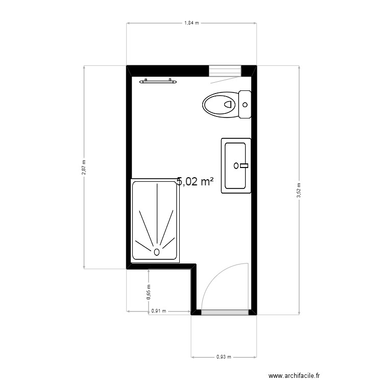 Manel Morente  (distribucion lavabo). Plan de 1 pièce et 5 m2