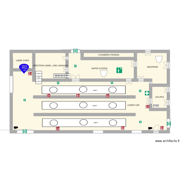 PLAN USINE CSD. Plan de 7 pièces et 88 m2