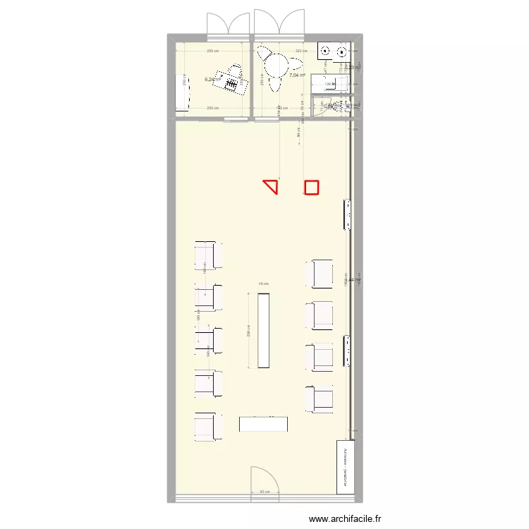 Projet Bruno Coiffeur m&agrave;j 3. Plan de 8  et 88 m²
