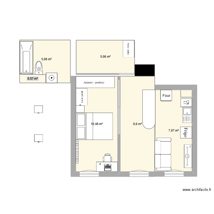 Plan Vesi - studi. Plan de 6 pièces et 38 m2