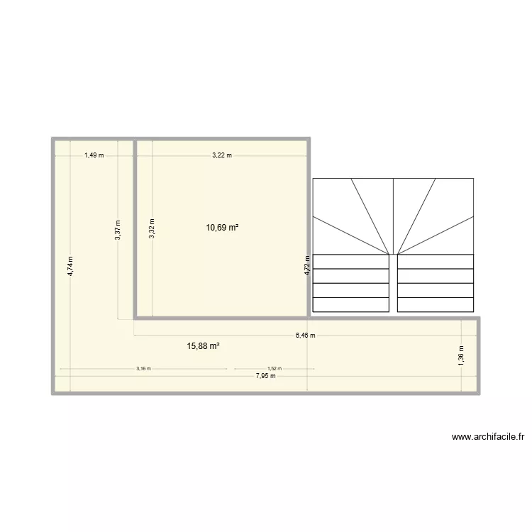 Viroflay plan rdc APRES TRAVAUX avec bureau en rdc. Plan de 2  et 27 m²