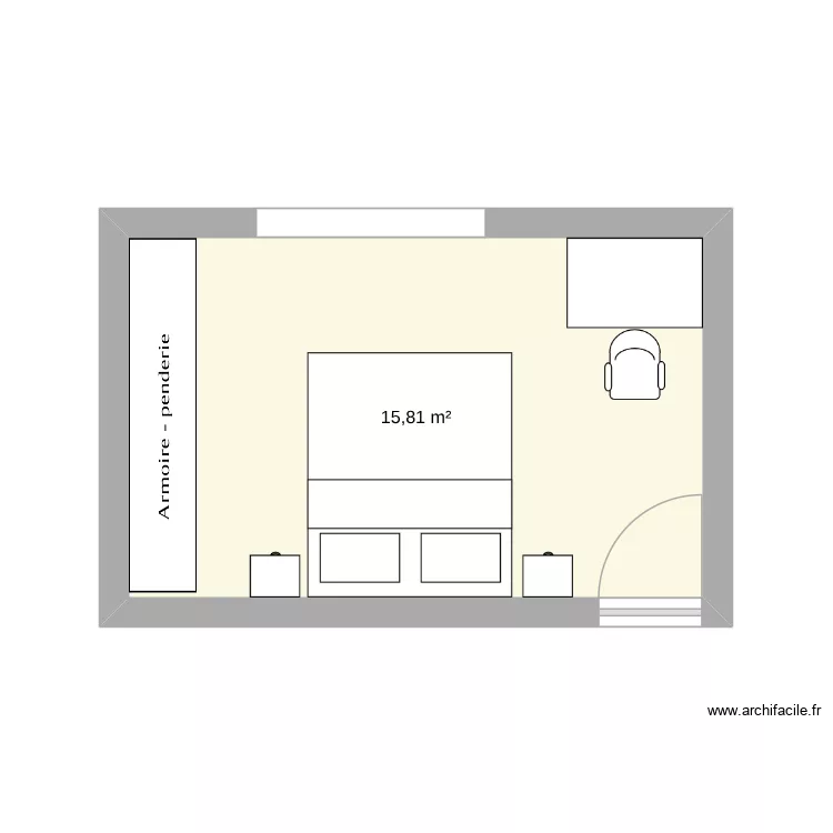 Chambre2. Plan de 1  et 16 m²