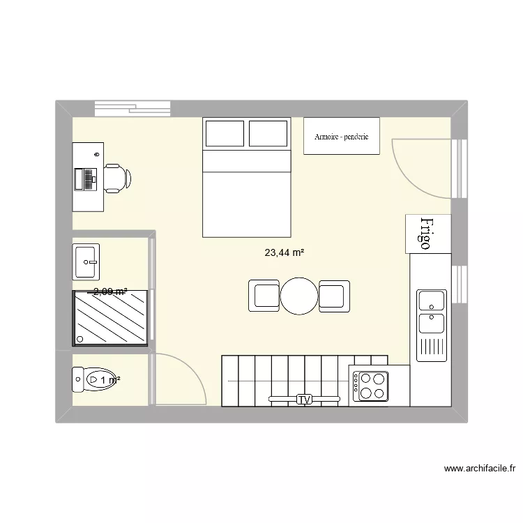 rdc balaruc un espace. Plan de 3  et 27 m²