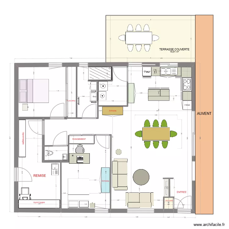 MAISON VERSION 2.2 SANS ABRI VOITURE. Plan de 2  et 19 m²