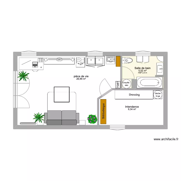 Maison. Plan de 3  et 42 m²