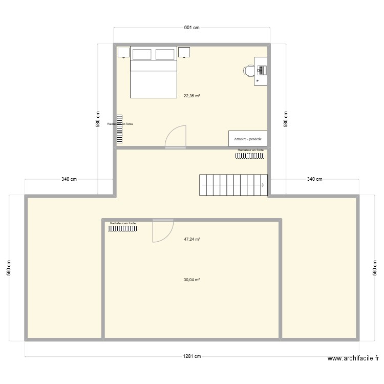 Extension - Grange 1er Etage. Plan de 3 pièces et 100 m2