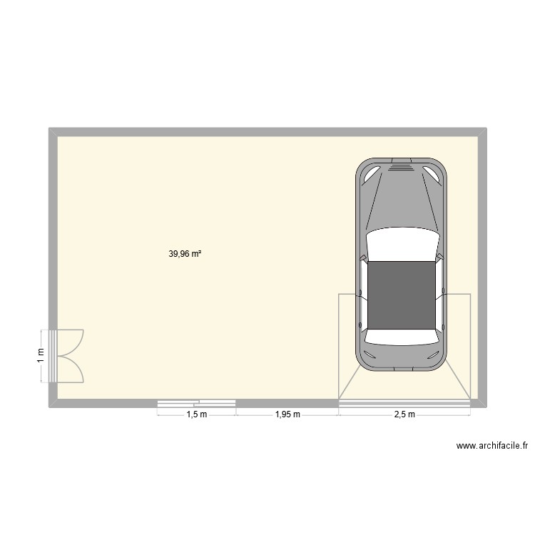garage 40m2. Plan de 1 pièce et 40 m2