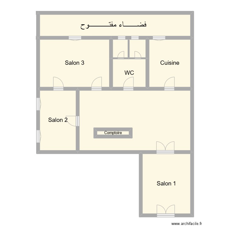 Caffee. Plan de 9 pièces et 136 m2