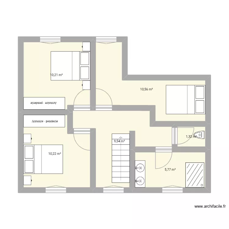 Etage changement 1. Plan de 6 et 48 m² Etage changement 1. Plan de 6 et 48 m²