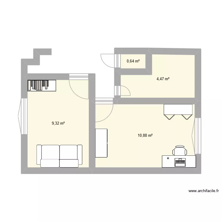 petites chambres. Plan de 4  et 25 m²