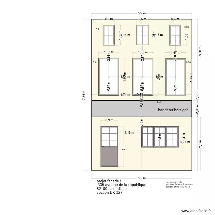 facade-la noue-compl&egrave;te-apres-travaux. Plan de 