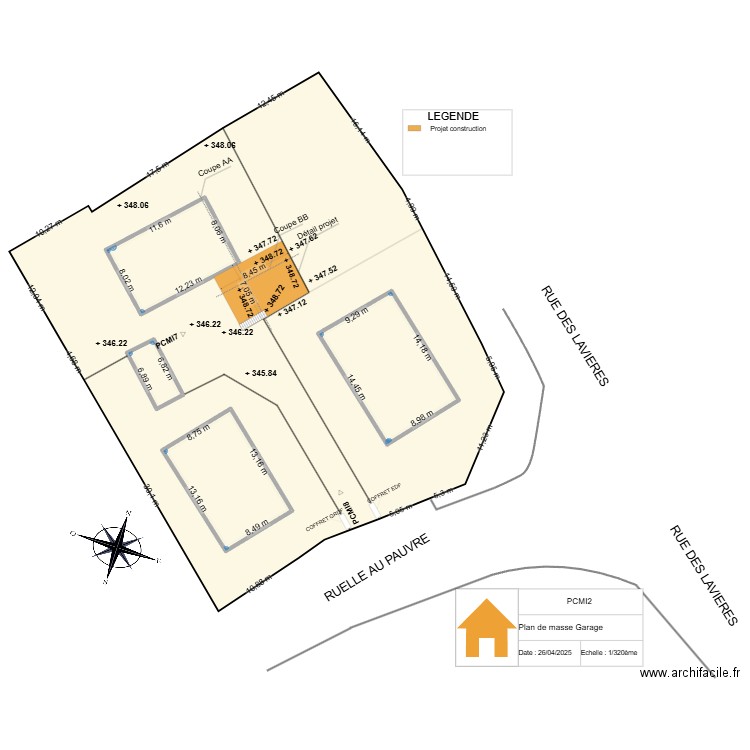 Plan de masse Messigny. Plan de 4 pièces et 366 m2
