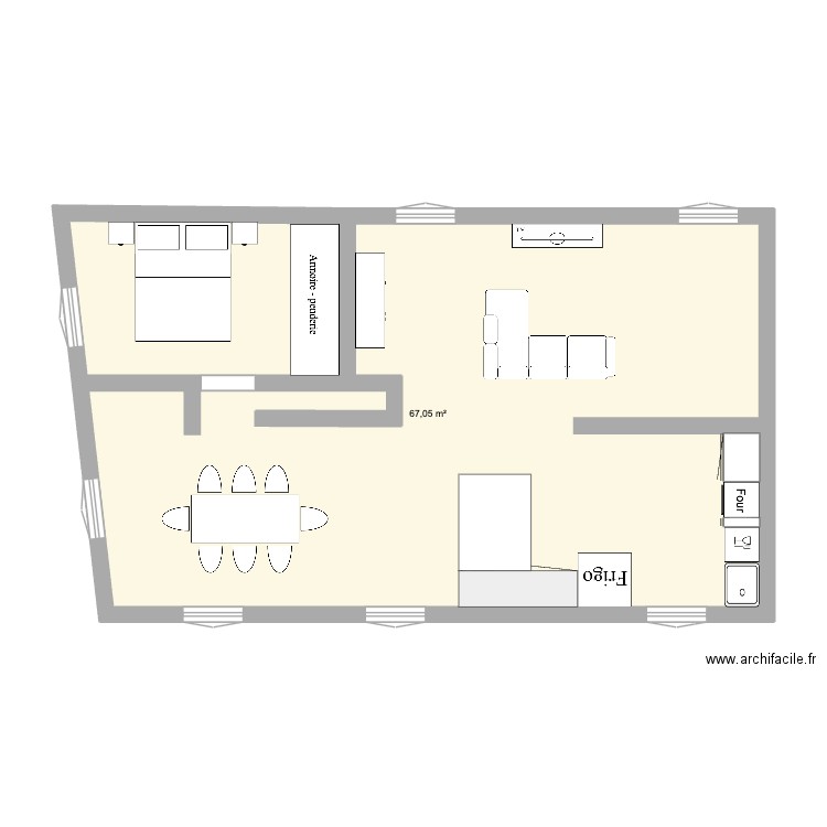 etage 1 modif. Plan de 1 pièce et 67 m2