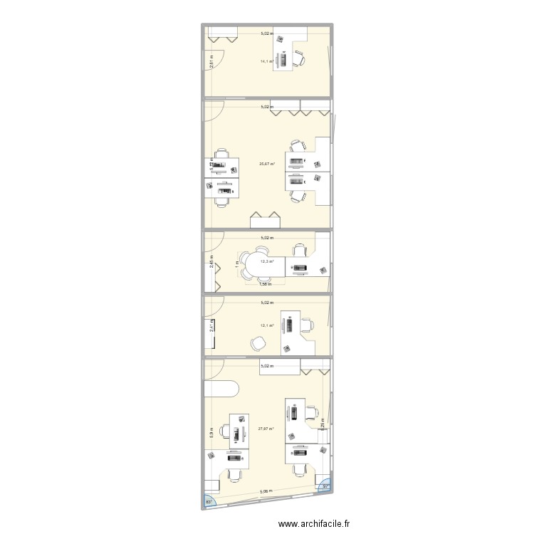 ifaps / fc. Plan de 5 pièces et 92 m2