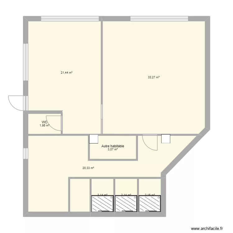 Projet Eliana 2. Plan de 8  et 87 m²