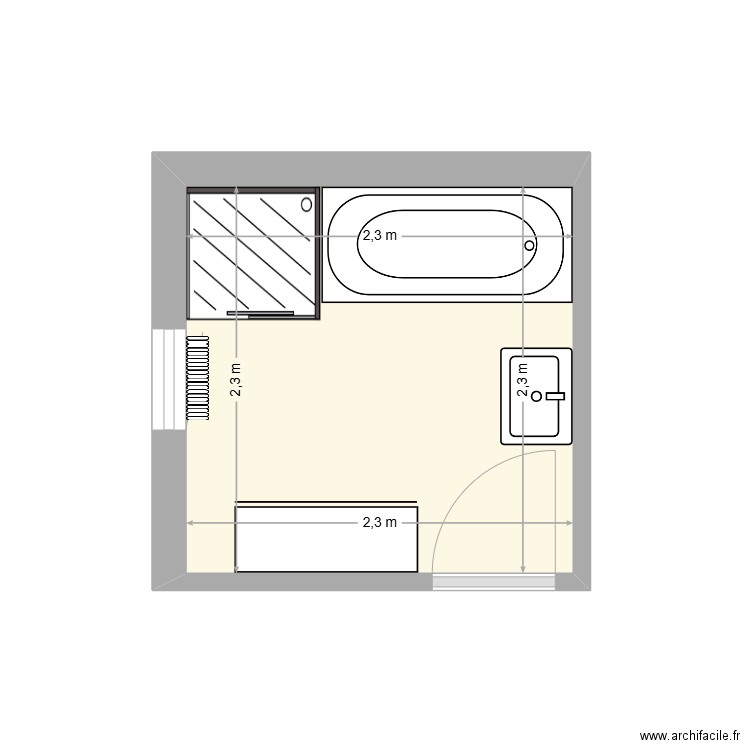 Deulceux avant travaux. Plan de 1 pièce et 5 m2