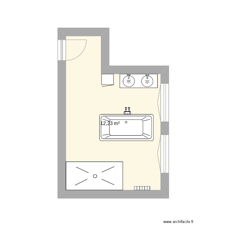 salle de bain - projet 2. Plan de 1 pièce et 12 m2