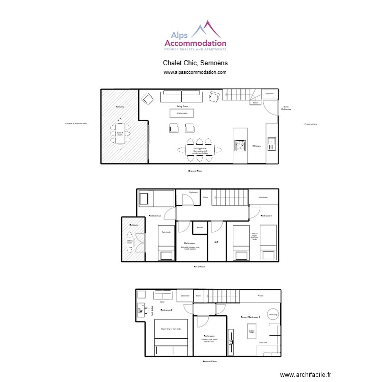 Fermes de Samoens F5. Plan de 15 pièces et 96 m2