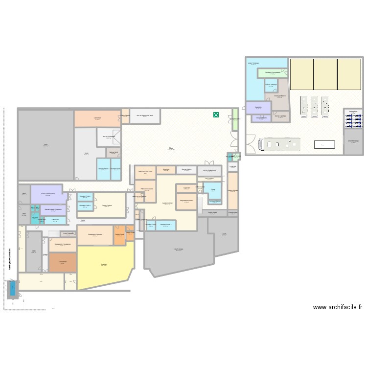 TBC RDC - Sécurité & Hygiène. Plan de 74 pièces et 3049 m2