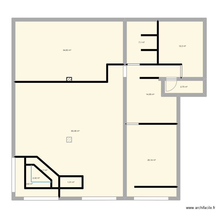 hqnoute. Plan de 11 pièces et 161 m2