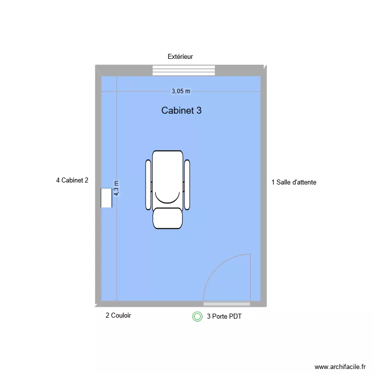 31288 Cabinet 3. Plan de 1  et 13 m²