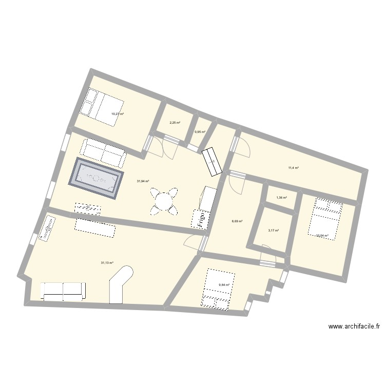 République . Plan de 11 pièces et 121 m2