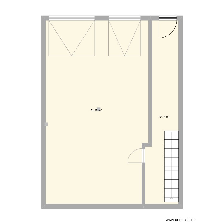 nouveau nador. Plan de 2 pièces et 75 m2