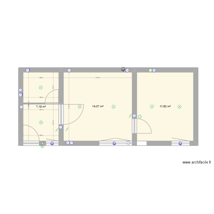 APPARTTEMENT DU BAS 1. Plan de 3 pièces et 33 m2