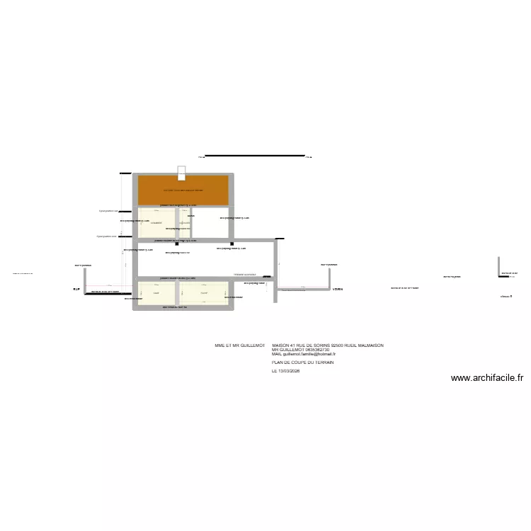 SORIN PLAN DE COUPE EXISTANT B-B. Plan de 5  et 42 m²