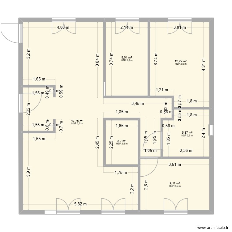 Compère Guilleri REGINE 5. Plan de 6 pièces et 86 m2