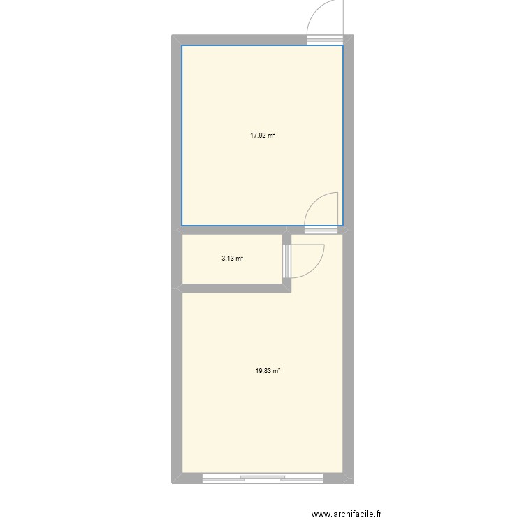 institut. Plan de 3 pièces et 41 m2