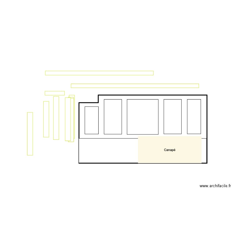 MOULURES N°4- Modèle mur salle canapé . Plan de 1 pièce et 12 m2