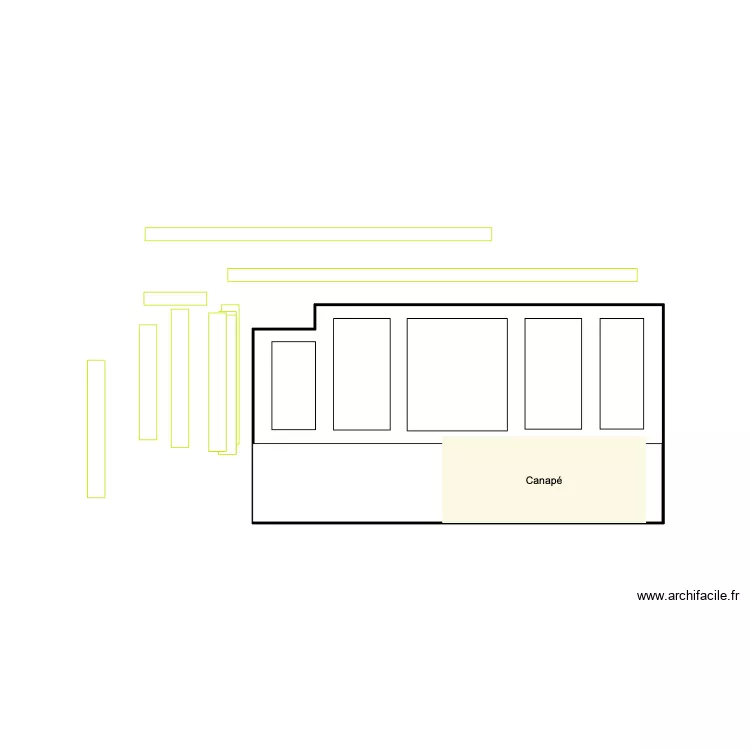 MOULURES N&deg;4- Mod&egrave;le mur salle canap&eacute; . Plan de 