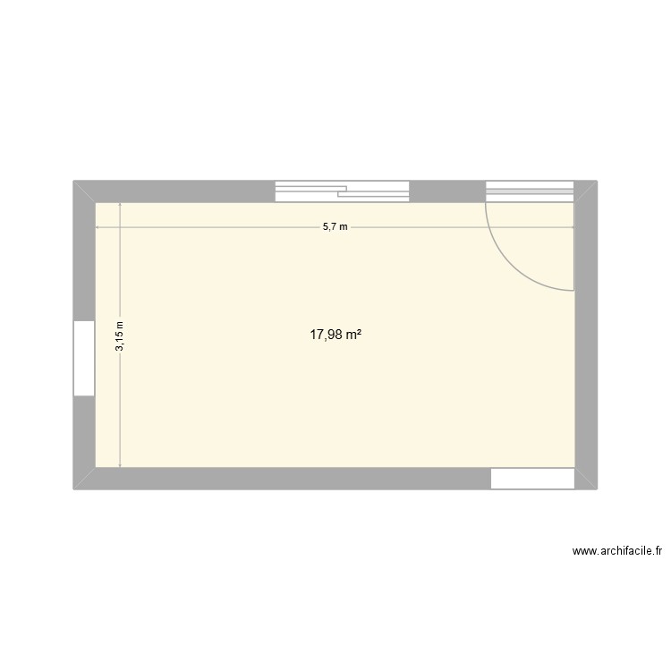 cuisine. Plan de 1 pièce et 18 m2