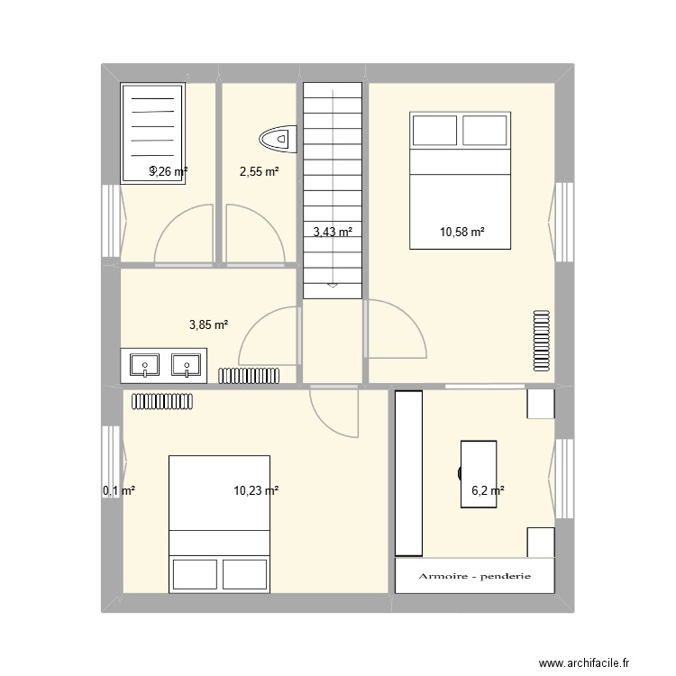 ProjetV1. Plan de 8 pièces et 40 m2