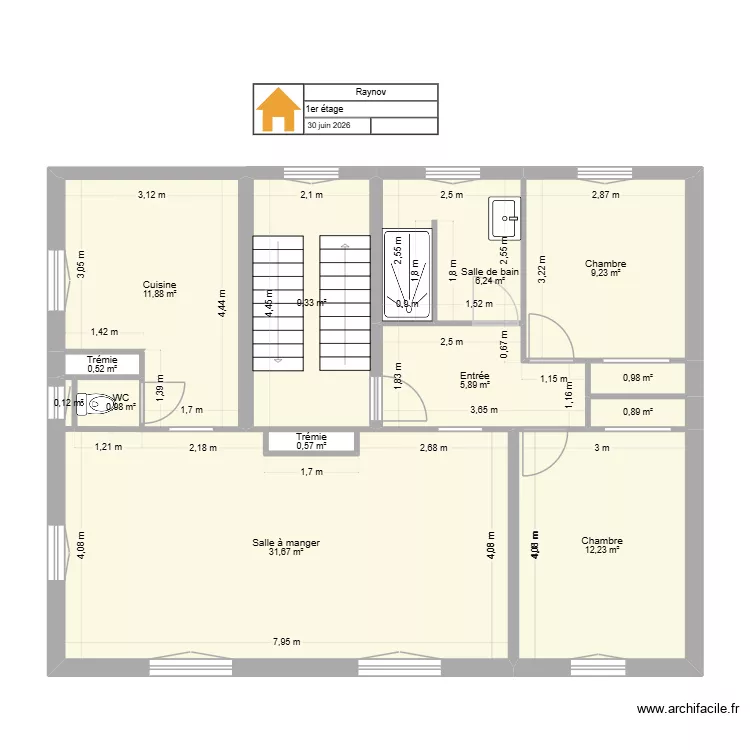 SebCo. Plan de 13  et 91 m²