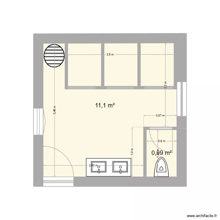 bain douche style indien. Plan de 2 et 12 m² bain douche style indien. Plan de 2 et 12 m²