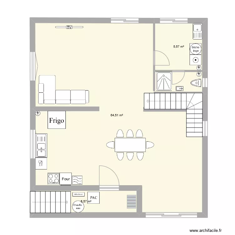 rdc. Plan de 3  et 76 m²
